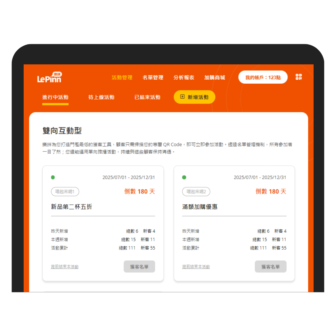 活動數據即時監控